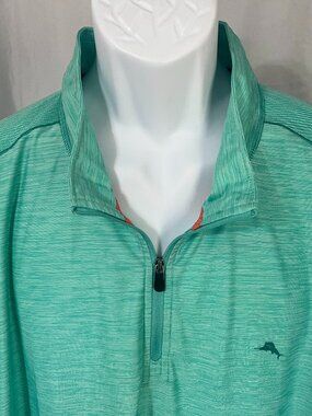 🌺 Tommy Bahama Men’s 1/4 Zip Pullover Sweater 3XL Green Marled Golf Layer 🌴